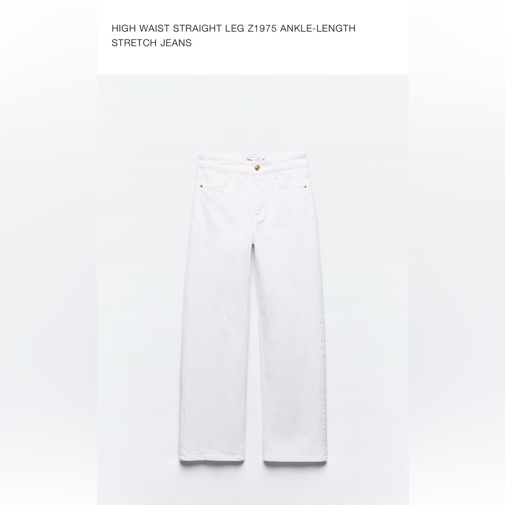 ZARA HIGH WAIST STRAIGHT LEG Z1975 ANKLE-LENGTH STRETCH JEANS